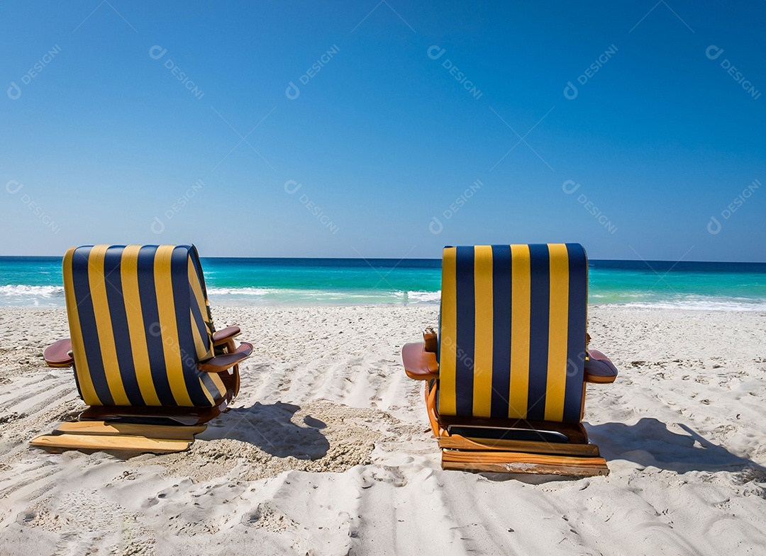 Cadeiras de praia na areia