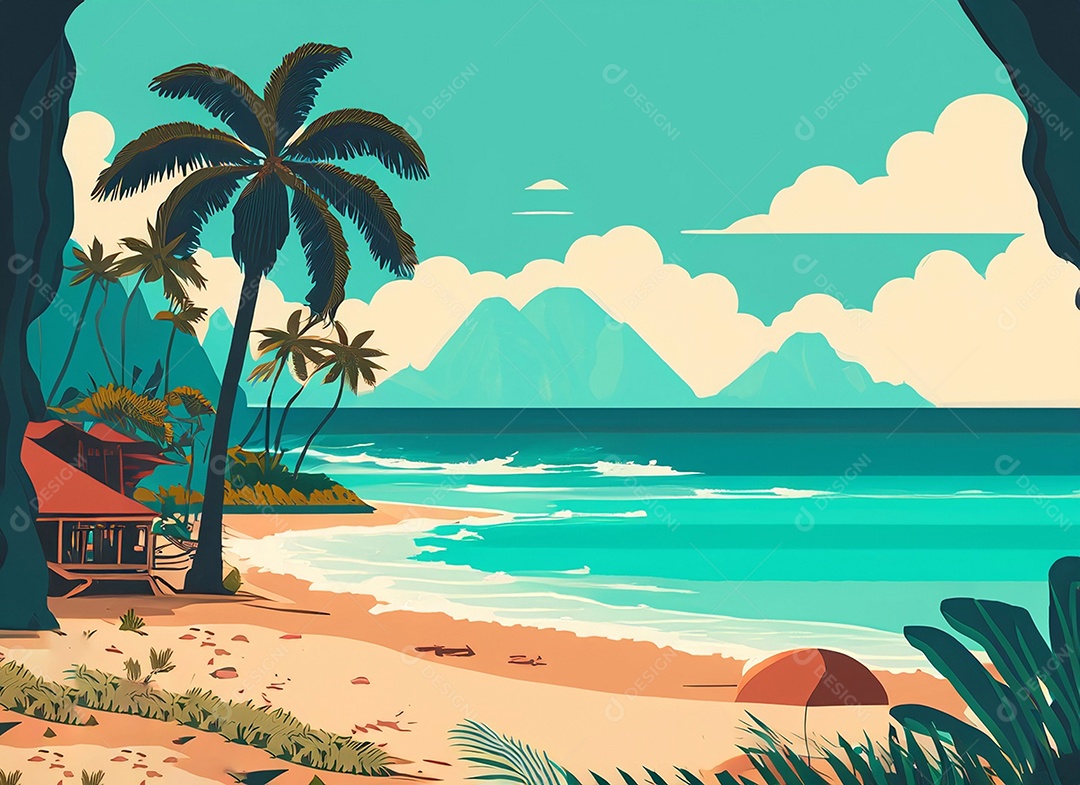 Bela praia com areia branca