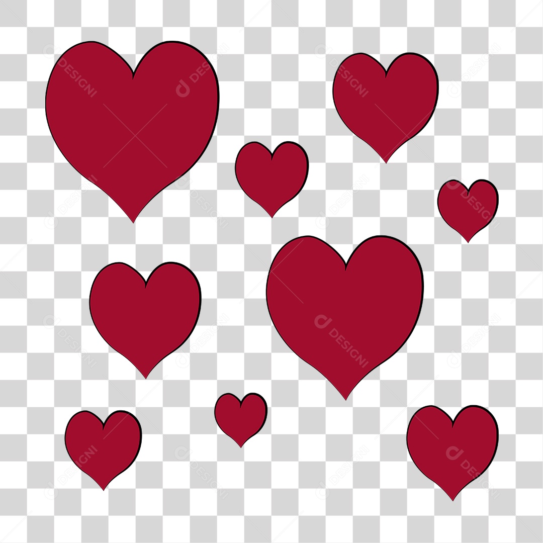 Elemento 3D Corações Cores Amor Para Composição PNG Transparente