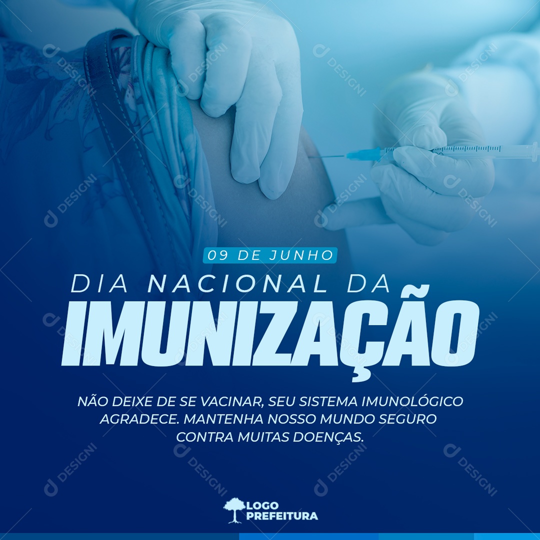 Social Media Dia Nacional Da Imunização 09 De Junho PSD Editável