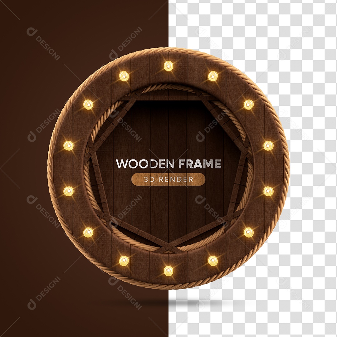 Wooden Frame Base 3D Render Social Media PSD Editável