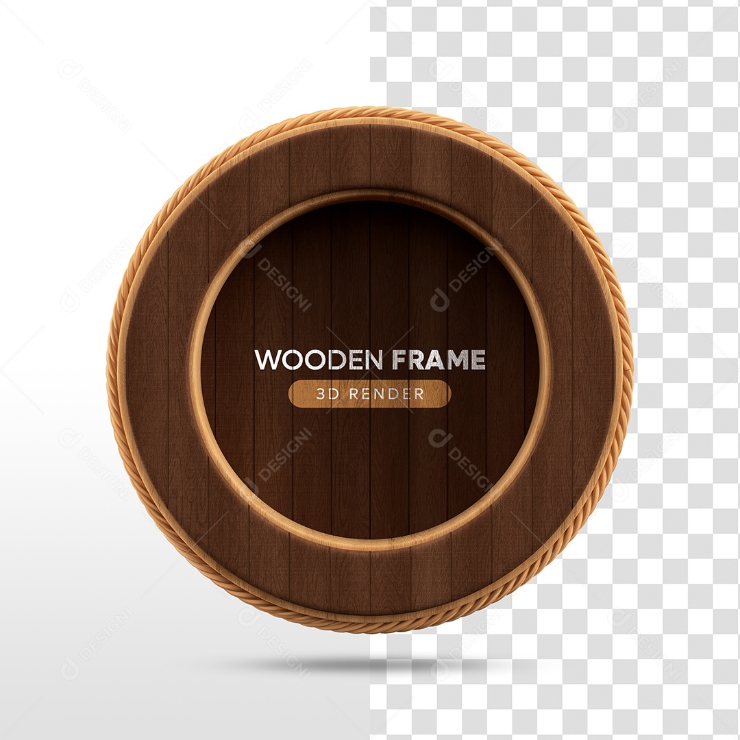 Wooden Frame Base 3D Render Social Media PSD Editável