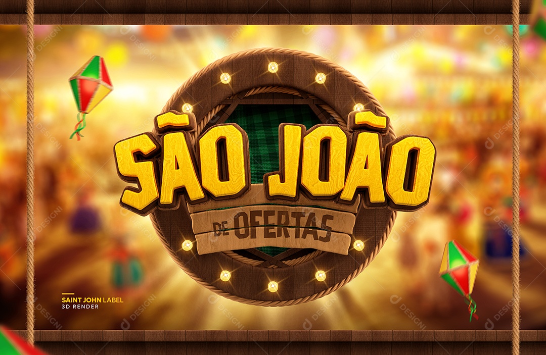 Selo São João de Ofertas 3D Render Social Media PSD Editável