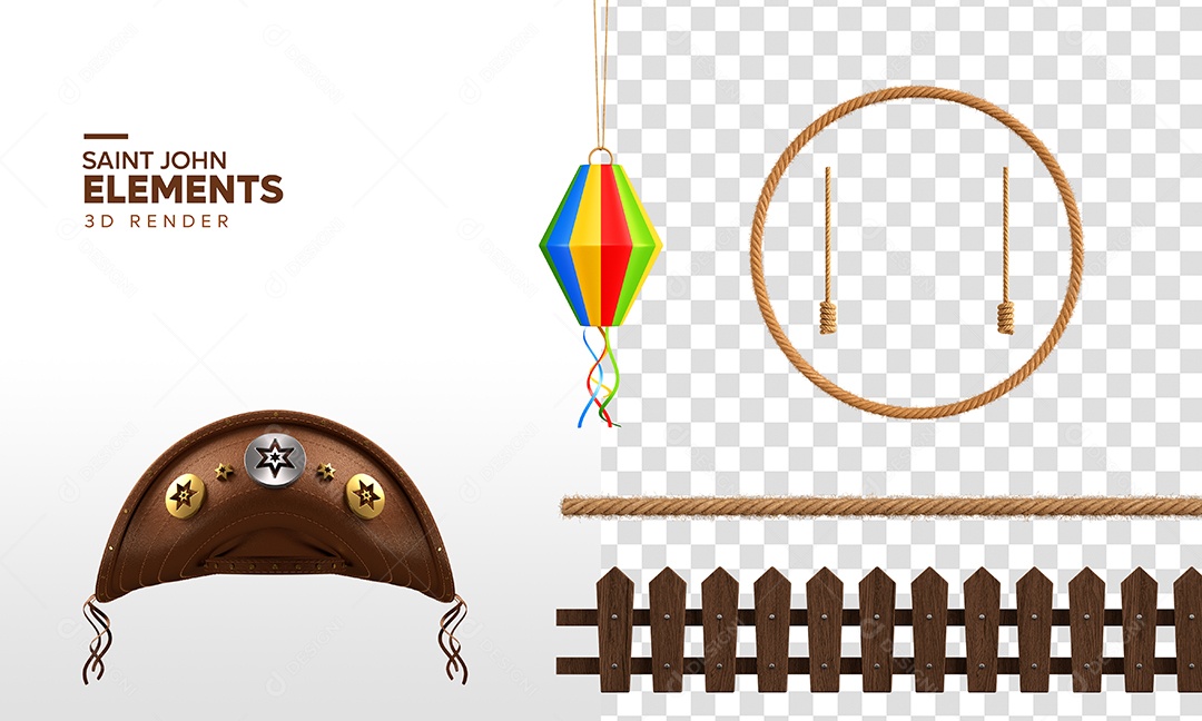 Elementos 3D De São João Para Composição PSD