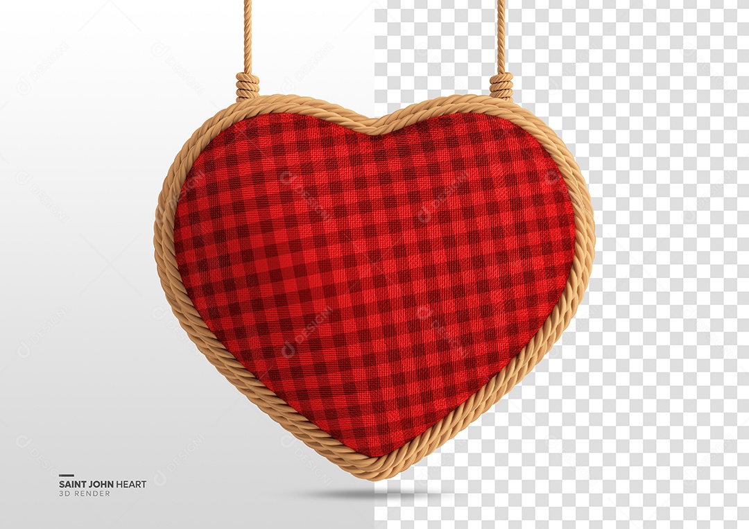 Coração 3D Elemento De São João Para Composição PSD