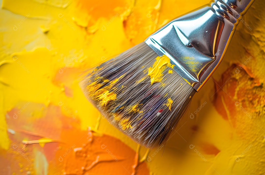 Pincel para pinturas com tinta laranja