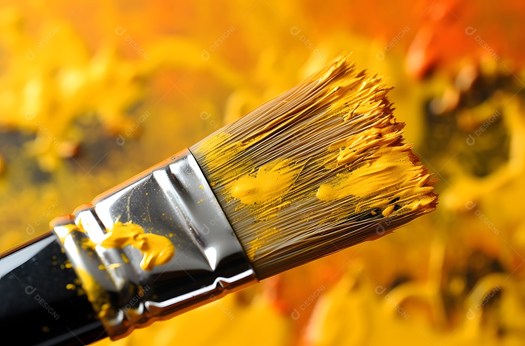 Pincel para pinturas com tinta laranja