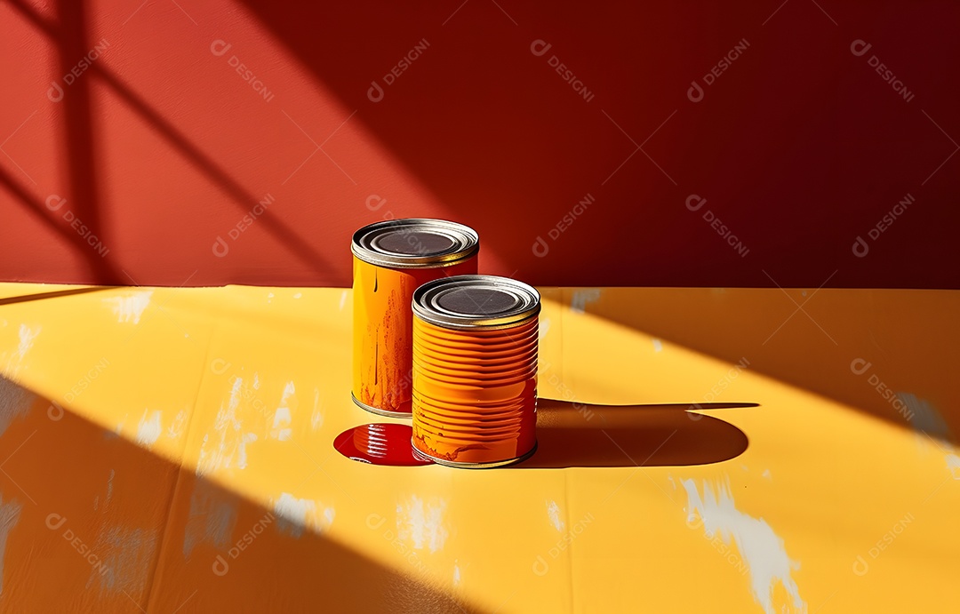 Latas de tintas laranjas