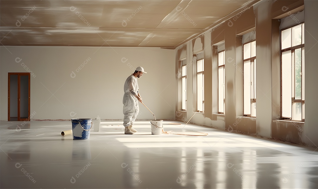 Homem pintor reformando casa