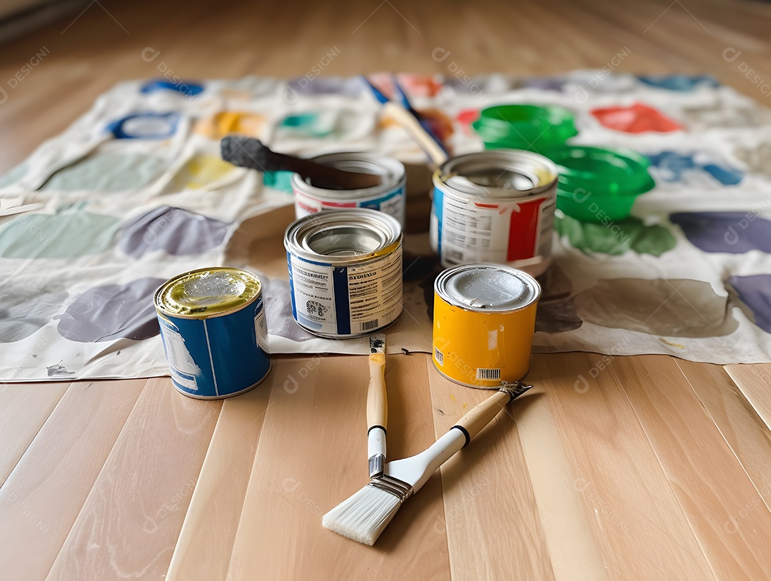 Baldes de tintas coloridas para reformas