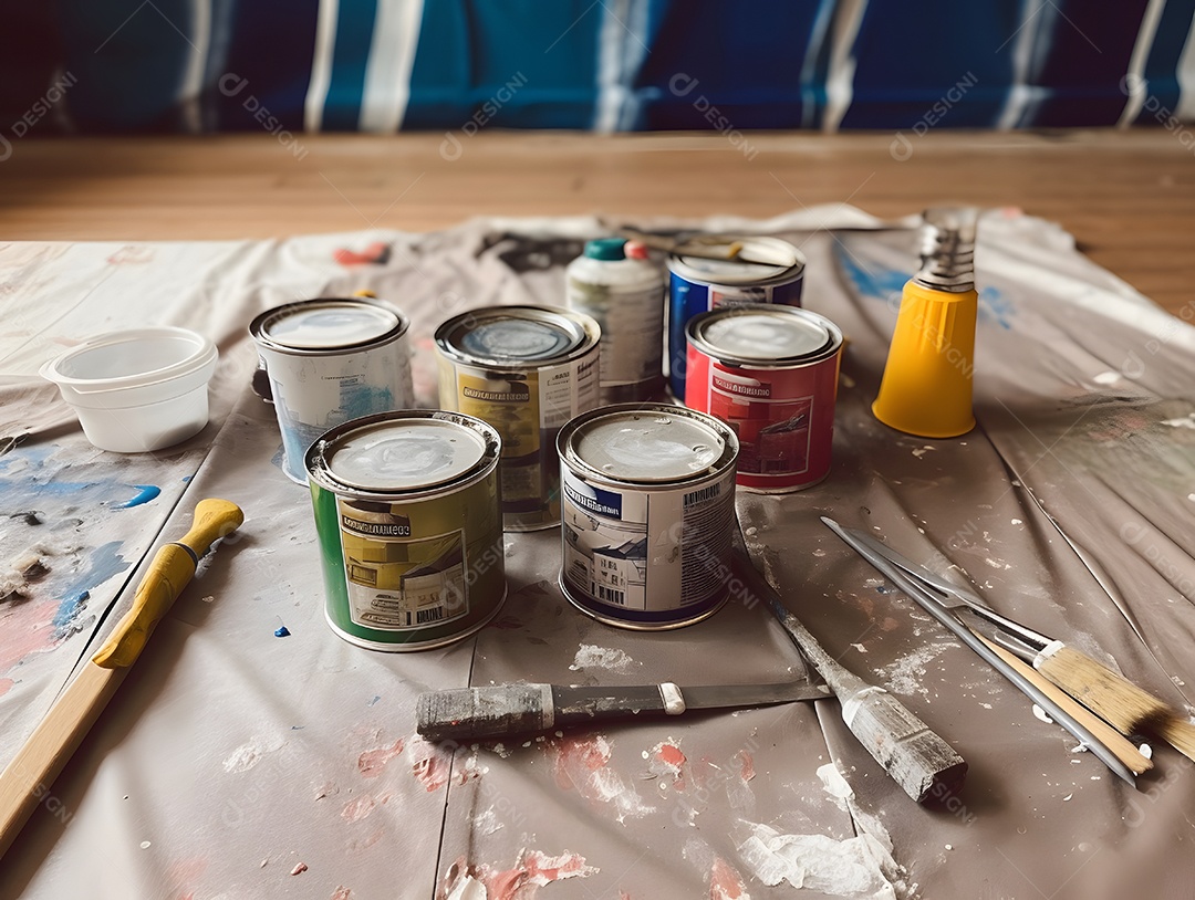 Baldes de tintas coloridas para reformas