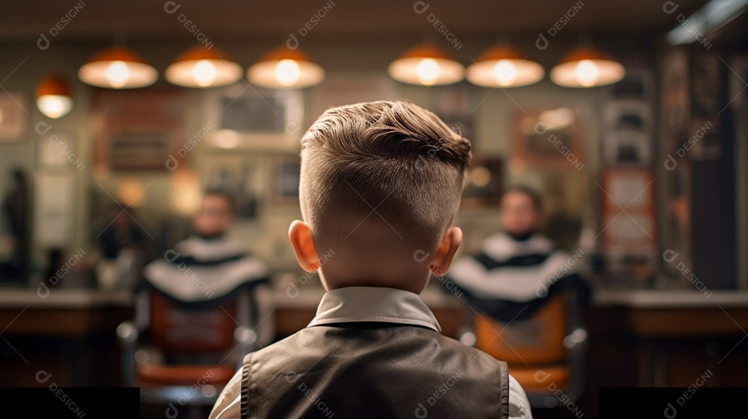 Corte de cabelo infantil menino na barbearia
