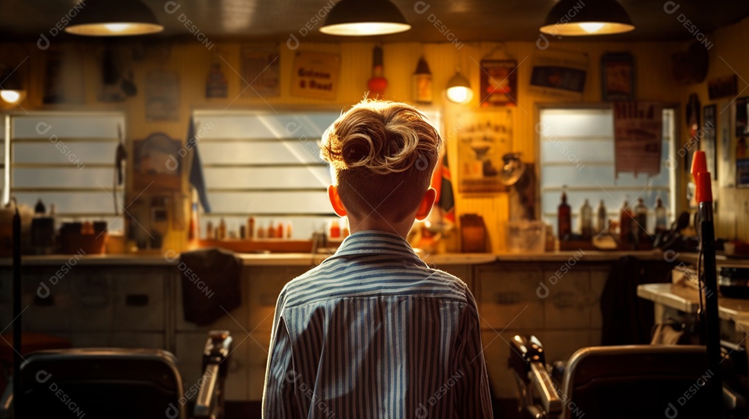 Corte de cabelo infantil menino na barbearia