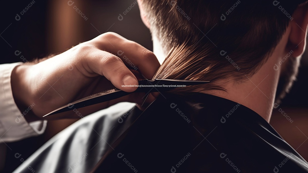 Barbeiro cortando cabelo masculino