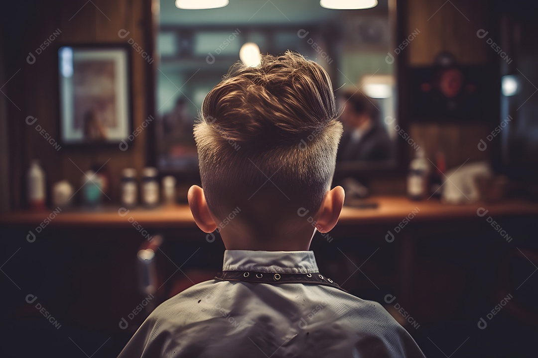 Corte de cabelo infantil menino na barbearia