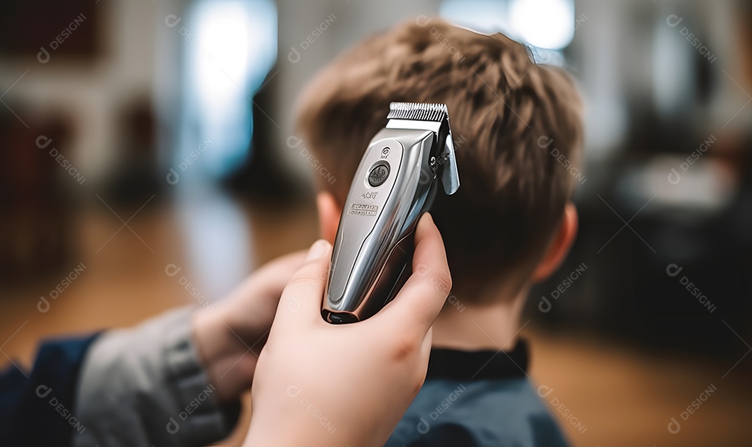 Corte de cabelo infantil menino na barbearia
