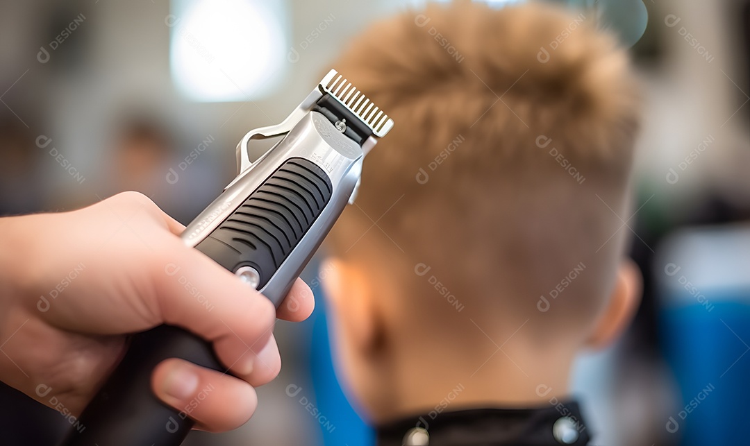 Corte de cabelo infantil menino na barbearia
