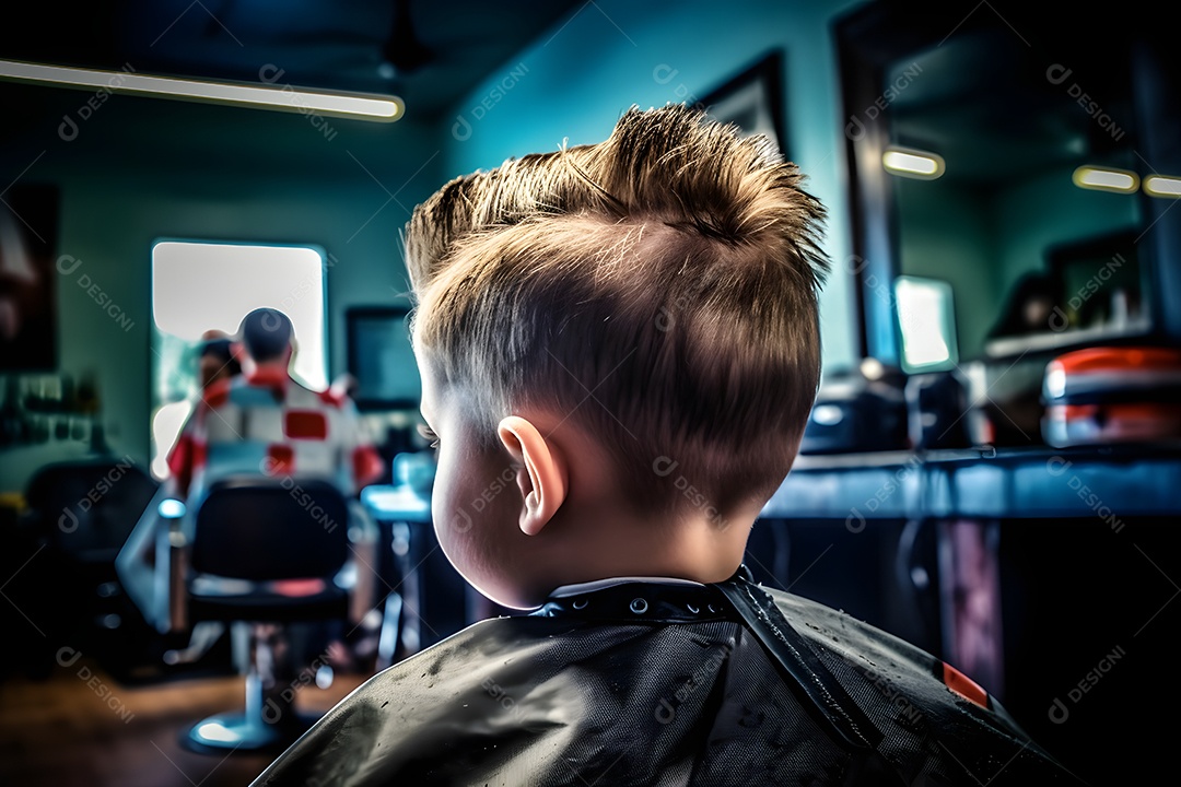 Corte de cabelo infantil menino na barbearia