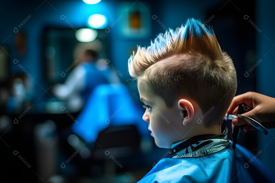 Corte de cabelo infantil menino na barbearia