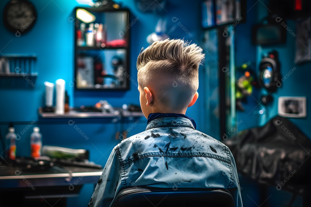 Corte de cabelo infantil menino na barbearia