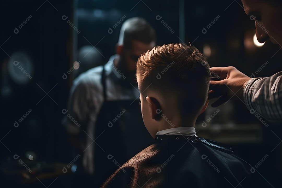 Corte de cabelo infantil menino na barbearia