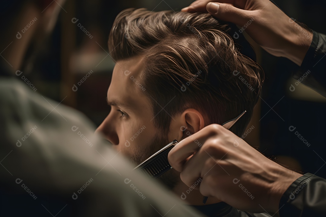 Corte de cabelo masculino na barbearia