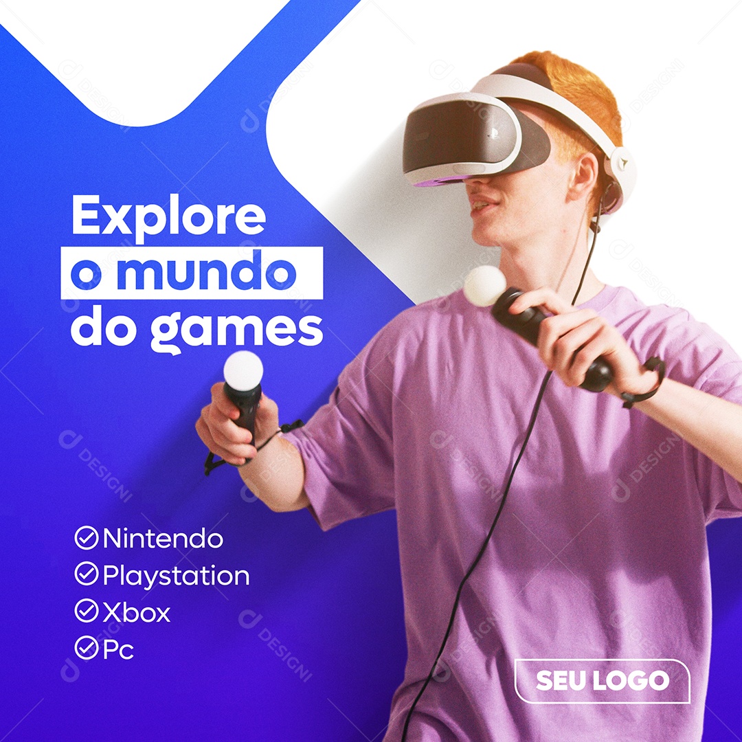Social Media Explore O Mundo Do Games Lojas De Eletrônicos PSD Editável