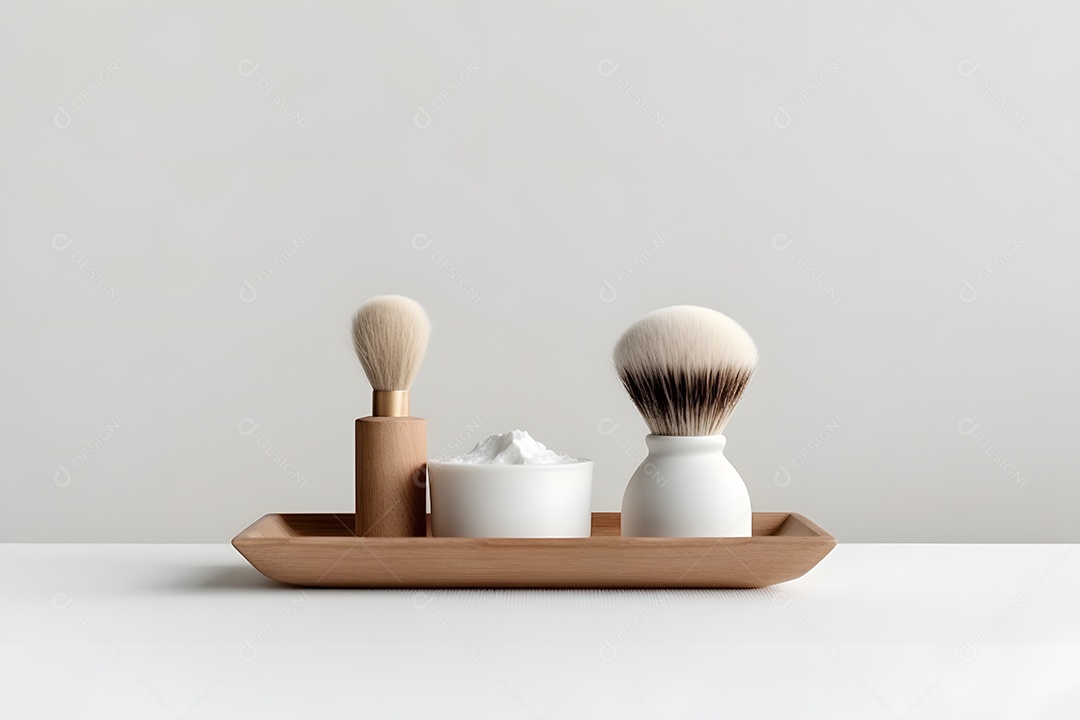 Escova e espuma de barbear