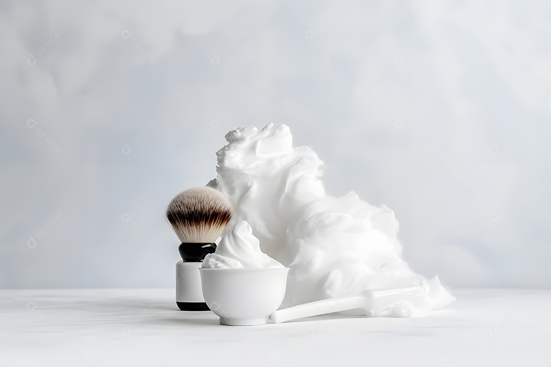 Escova e espuma de barbear