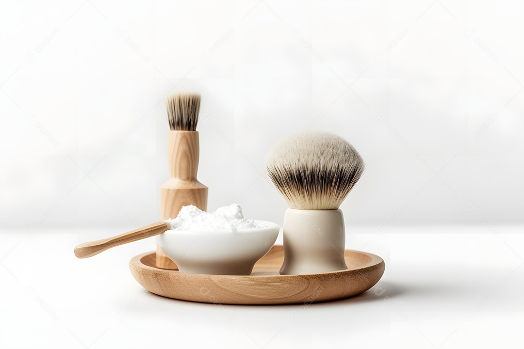Escova e espuma de barbear