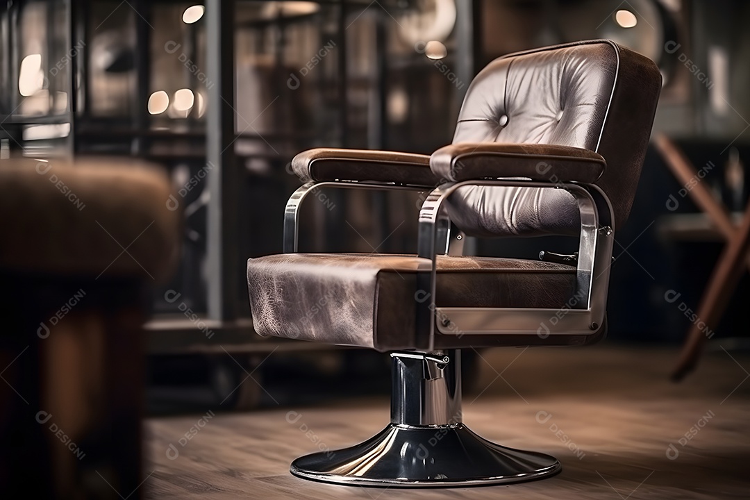 Detalhe da poltrona moderna da barbearia