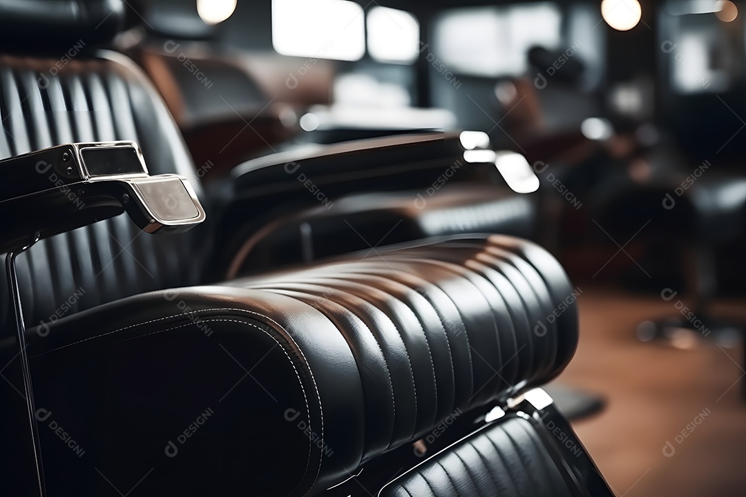 Detalhe da poltrona moderna da barbearia