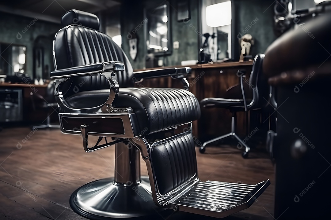 Detalhe da poltrona moderna da barbearia