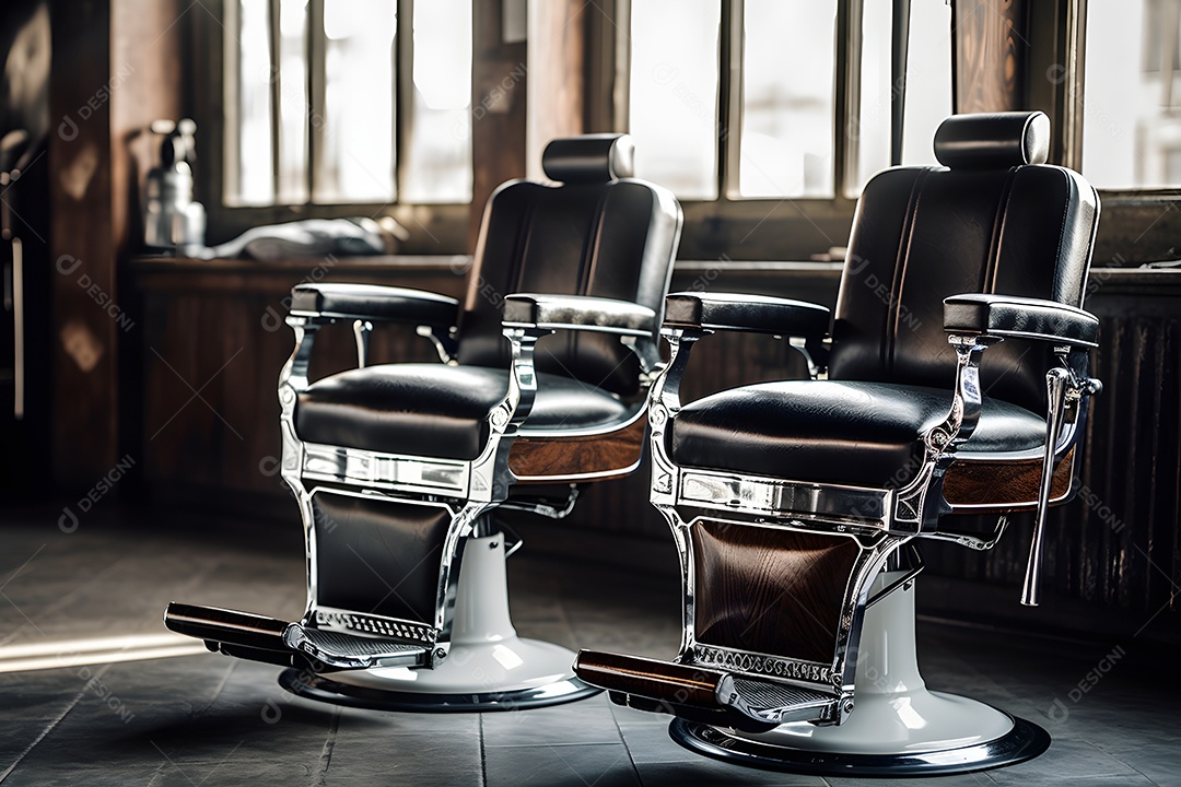 Detalhes das poltronas da barbearia