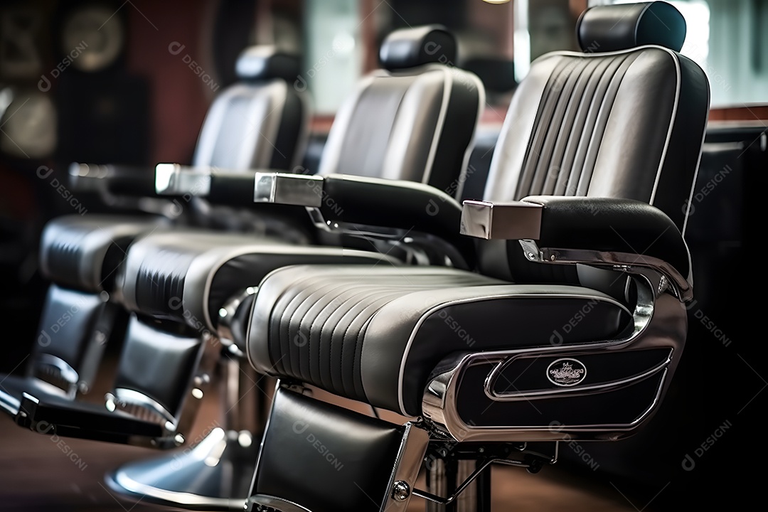 Detalhes das poltronas da barbearia