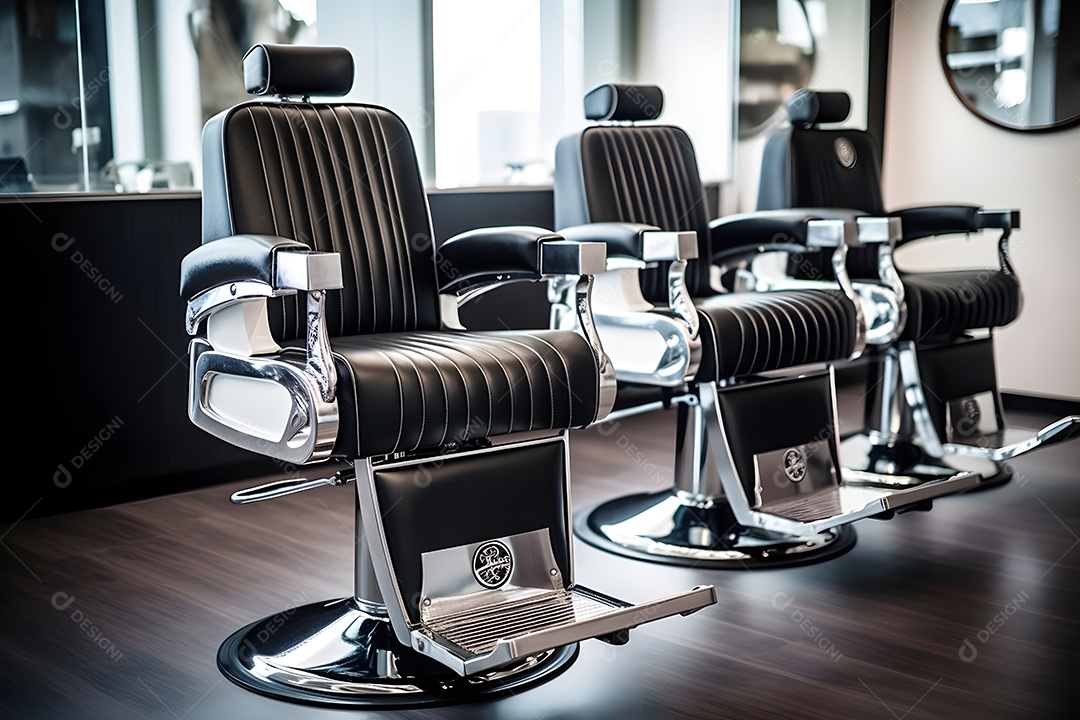 Detalhes das poltronas da barbearia