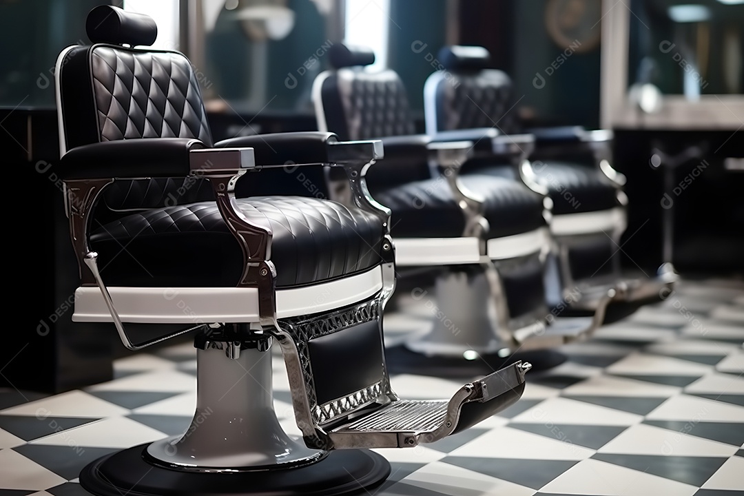 Detalhes das poltronas da barbearia