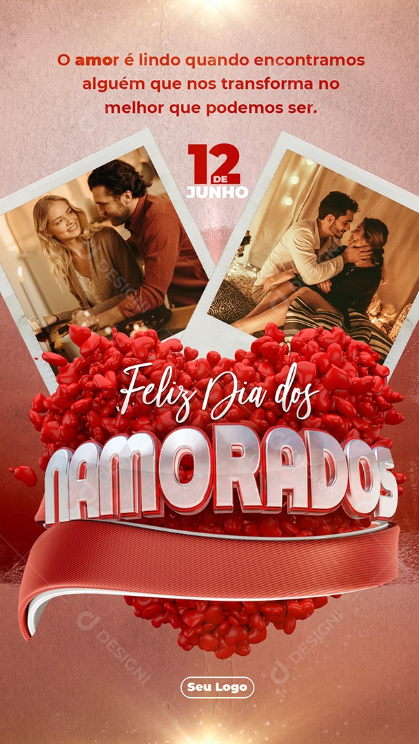 Story Feliz dia Dos Namorados O Amor é Lindo Quando Encontramos Alguém PSD Editável
