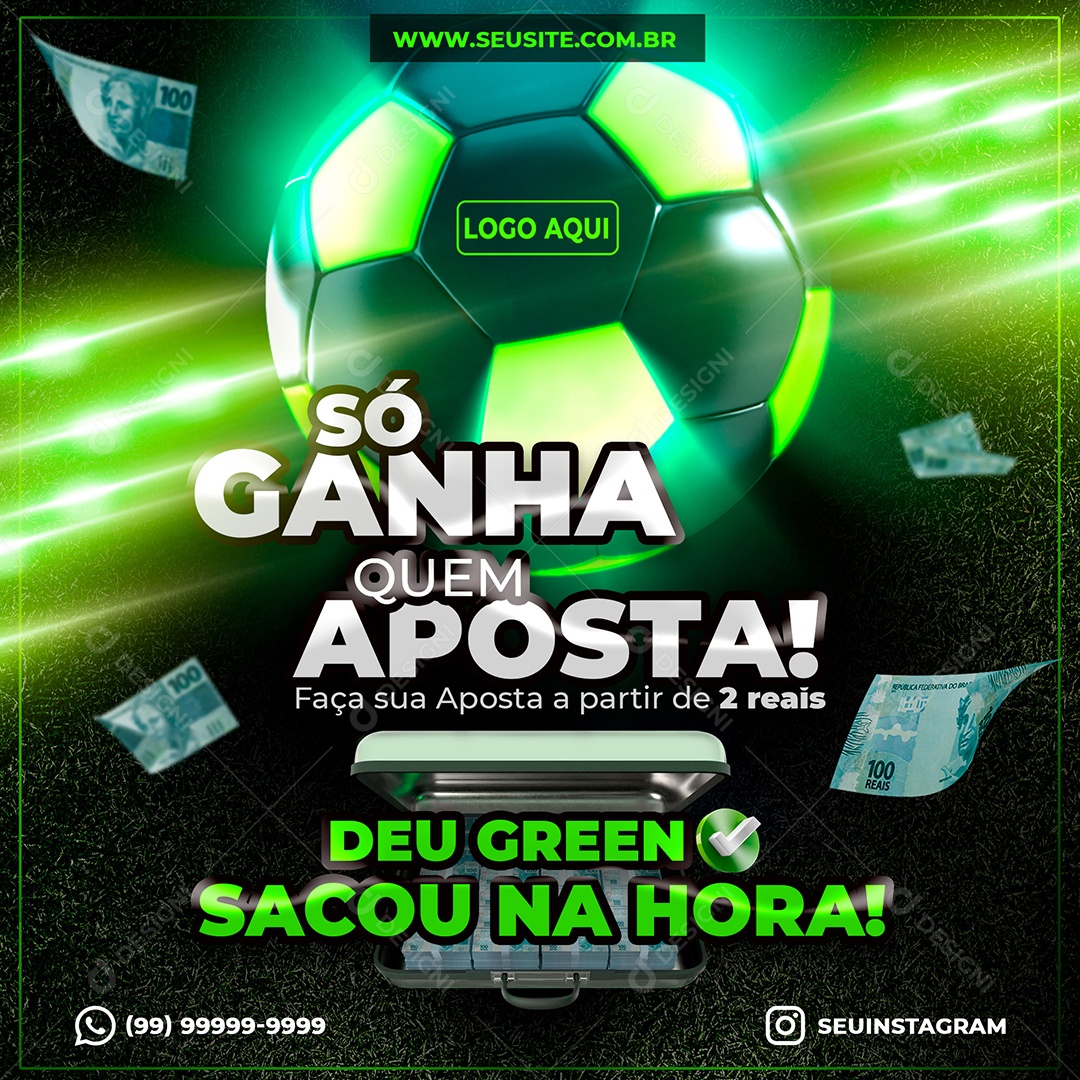 Post Feed Apostas Esportivas Só ganha quem Aposta Social Media PSD Editável