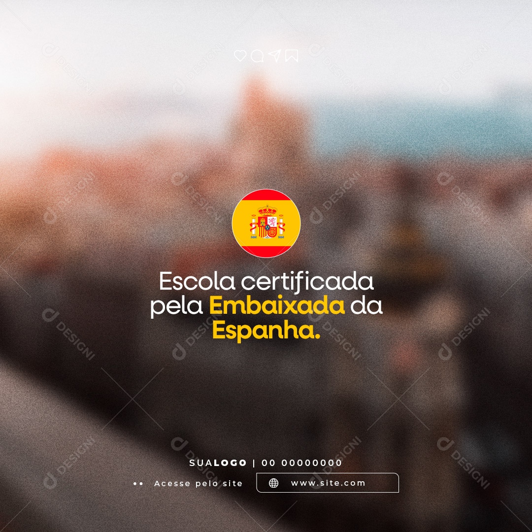 Escola de Espanhol Social Media PSD Editável