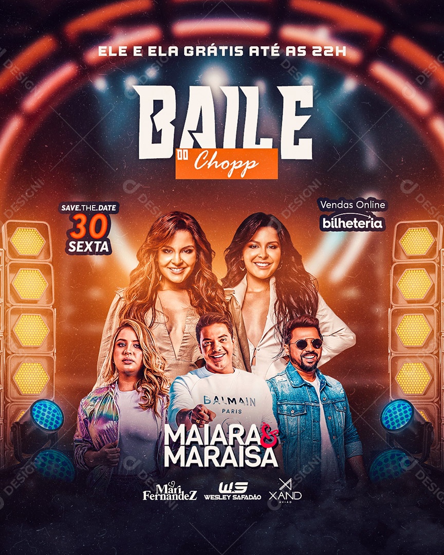 Flyer Baile do Chopp Maiara e Maraisa Social Media PSD Editável