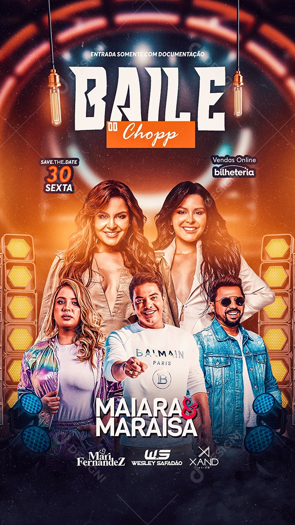 Flyer Baile do Chopp Maiara e Maraisa Story Social Media PSD Editável