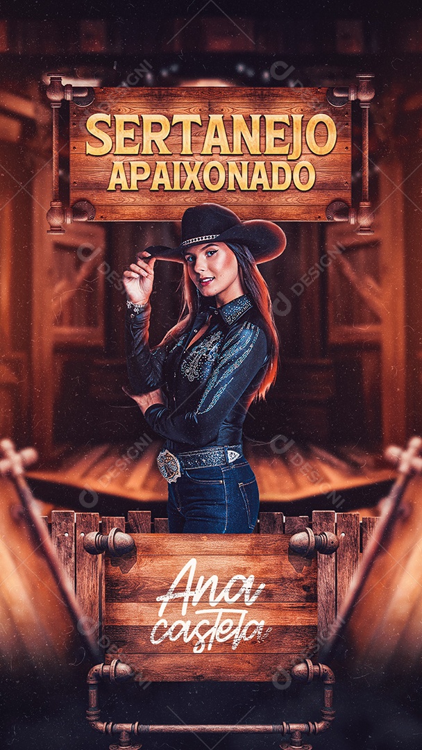 Flyer Sertanejo Apaixonado Cantora Ana Castela Story Social Media PSD Editável