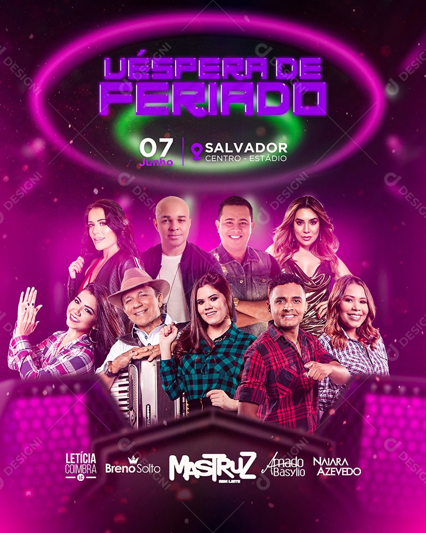 Flyer Véspera do Feriado Cantores Social Media PSD Editável