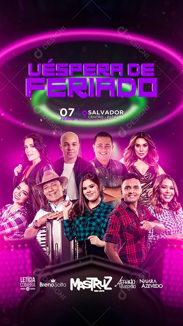 Flyer Véspera do Feriado Cantores Story Social Media PSD Editável