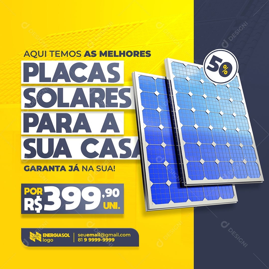 Post Feed Energia Solar Aqui Temos As Melhores Placas Solares Para Sua Casa PSD Editável