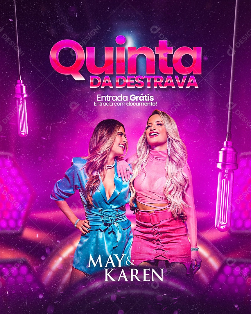 Flyer Quinta da Destrava May & Karen Social Media PSD Editável