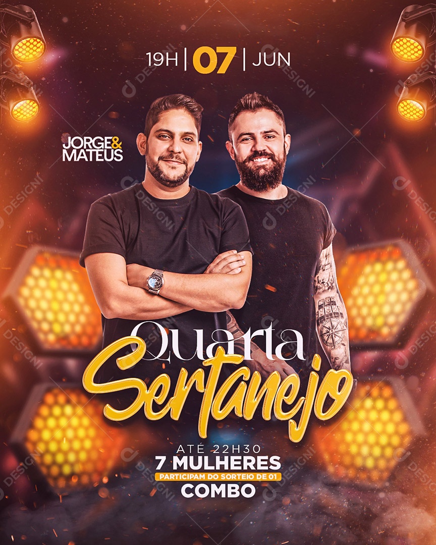 Flyer Jorge e Mateus Quarta Sertaneja Social Media PSD Editável