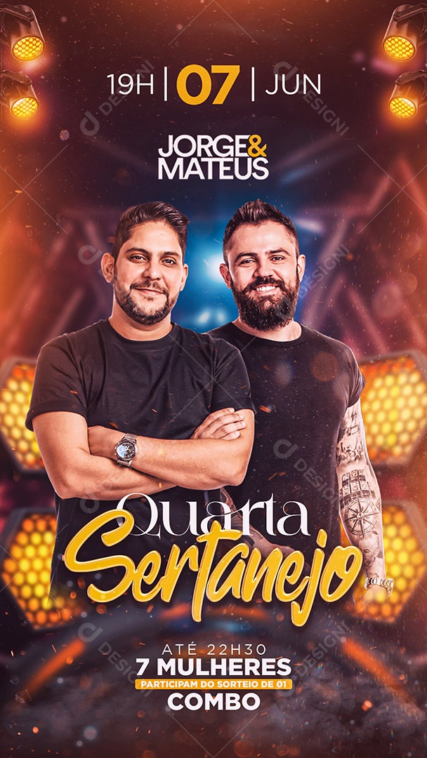 Flyer Jorge e Mateus Quarta Sertaneja Story Social Media PSD Editável
