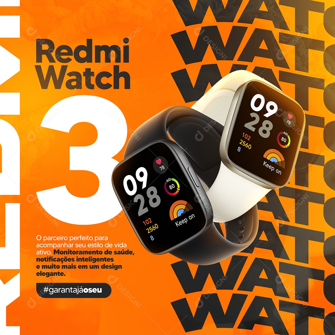 Post Feed Redimi Watch 3 O Parceiro Perfeito Para Acompanhar Seu Estilo de Vida PSD Editável